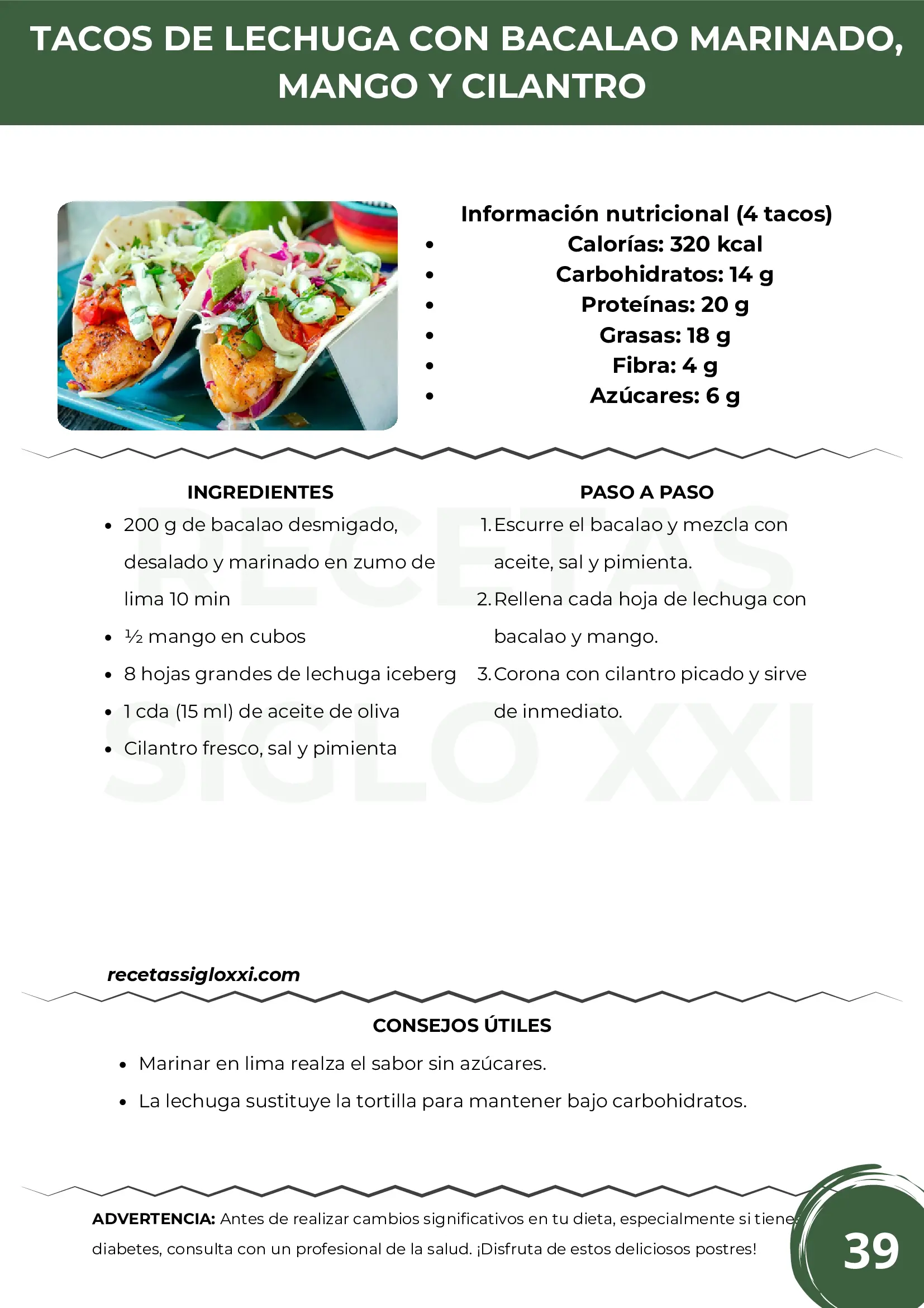 Ejemplo de receta del recetario